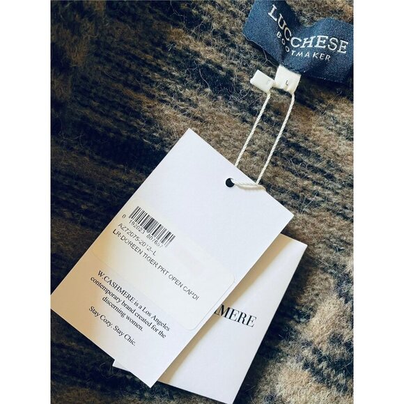 Lucchese W.Cashmere Doreen Tiger Print Cardigan Size L Alpaca Wool Open Sweater - Picture 6 of 9